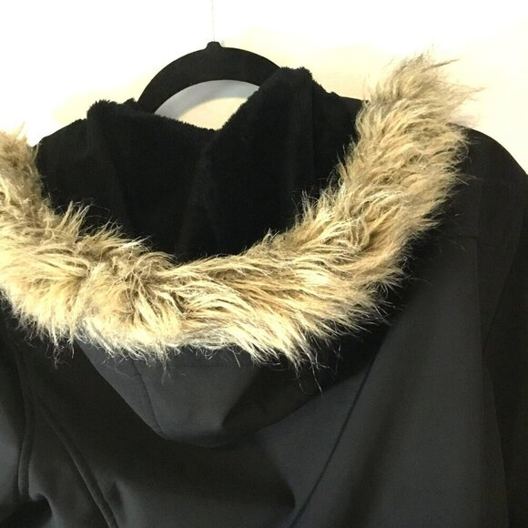Dutch Harbor Gear Rain Jacket Women's Sz Large Softshell Fur-Trim Hooded Black - Picture 8 of 12